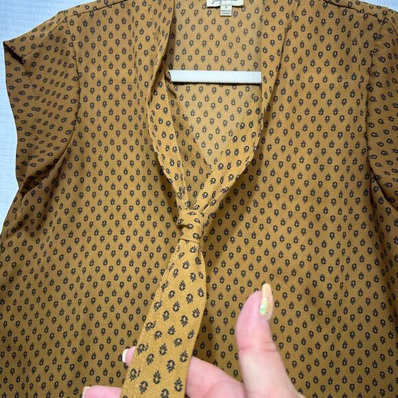 Lily White Brown Tie Neck Sleeveless Estilo Top Blouse Size S - Picture 3 of 8